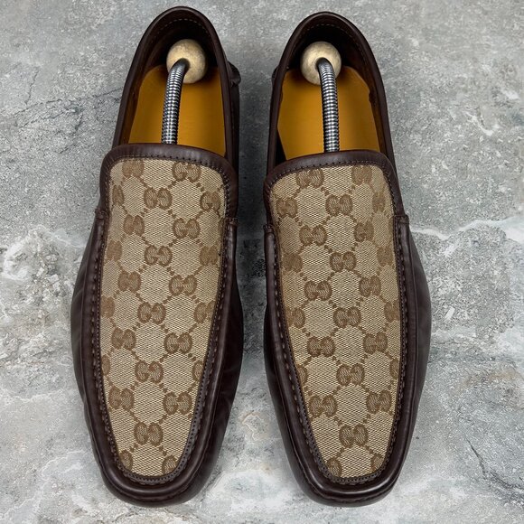 Gucci GG Canvas Vintage Moccasins Brown Leather 10 G or 10.5 US or 44 EUR - Picture 3 of 11